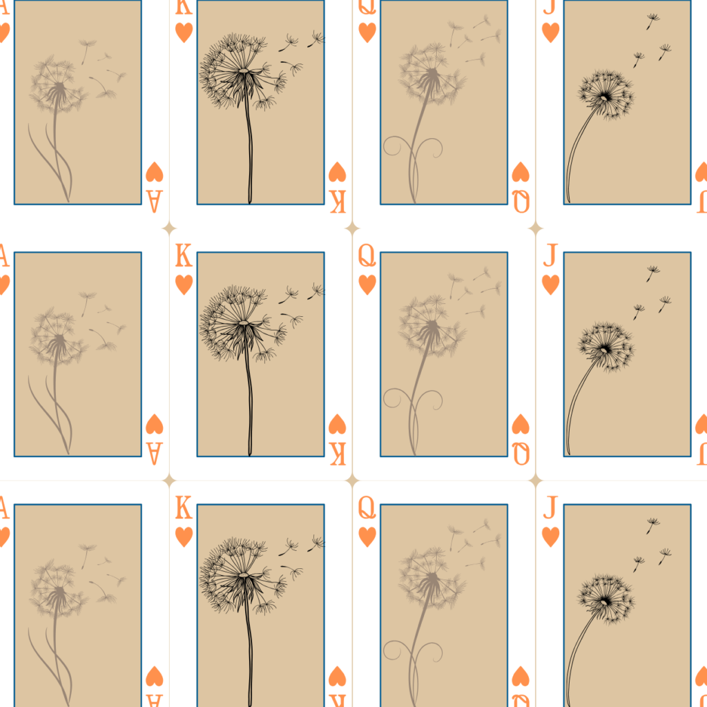 a deck of dandelions