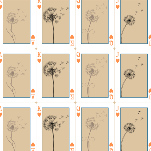 a deck of dandelions